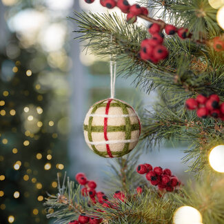 Sjaal met Verhaal Filz Weihnachtshänger Bal Ruit creme