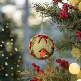 Sjaal met Verhaal Felt Christmas Hanger Bal Englisch Christmas Roodborstje