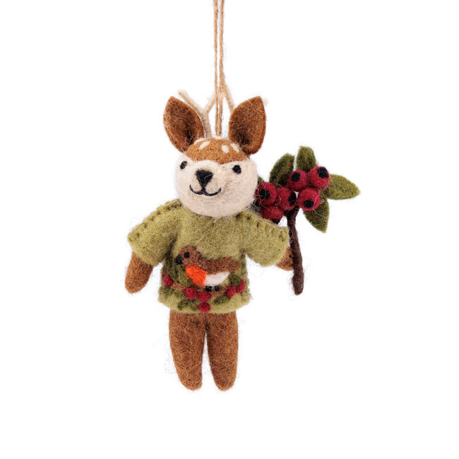 Filz Weihnachtshänger Hert Englisch Christmas lichtgroen