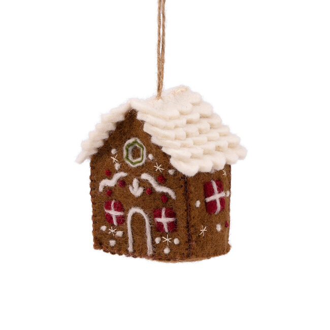 Felt Christmas Hanger Huisje Englisch Christmas bruin