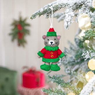 Sjaal met Verhaal Felt Christmas Hanger Kat Elf Jolly Christmas