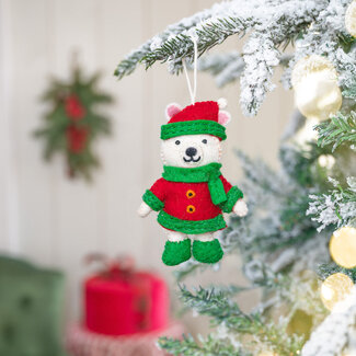 Sjaal met Verhaal Filz Weihnachtshänger Ijsbeer Kerstman Jolly Christmas