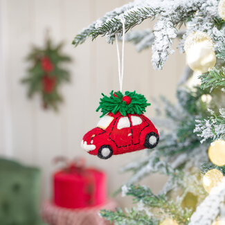 Sjaal met Verhaal Filz Weihnachtshänger Auto Kerstboom