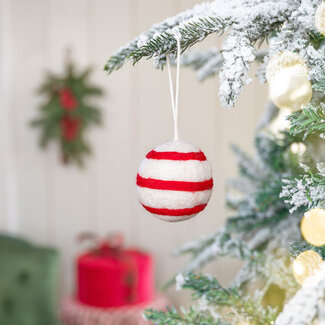 Sjaal met Verhaal Felt Christmas Hanger Bal Streep Wit Jolly Christmas