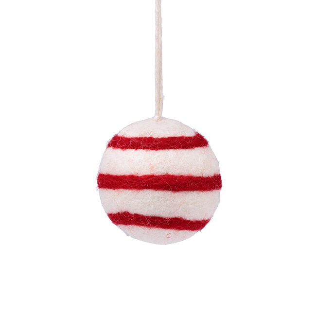 Felt Christmas Hanger Bal Streep Wit Jolly Christmas
