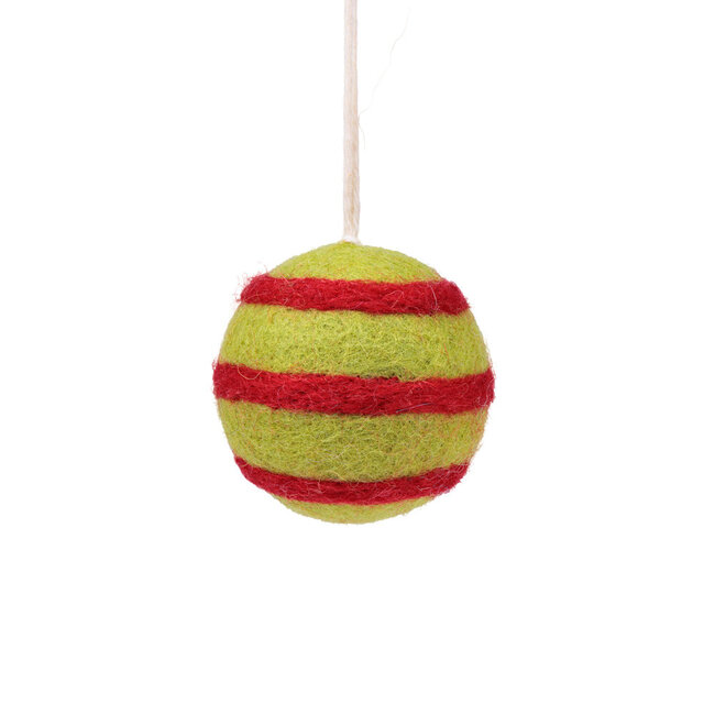 Felt Christmas Hanger Bal Streep Groen Jolly Christmas
