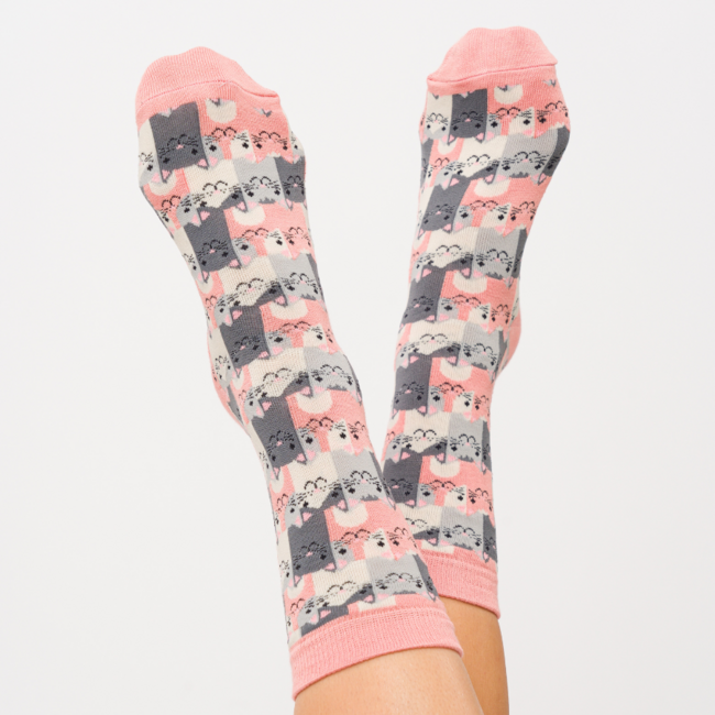 Socken Bamboo Happy Cats dusky pink