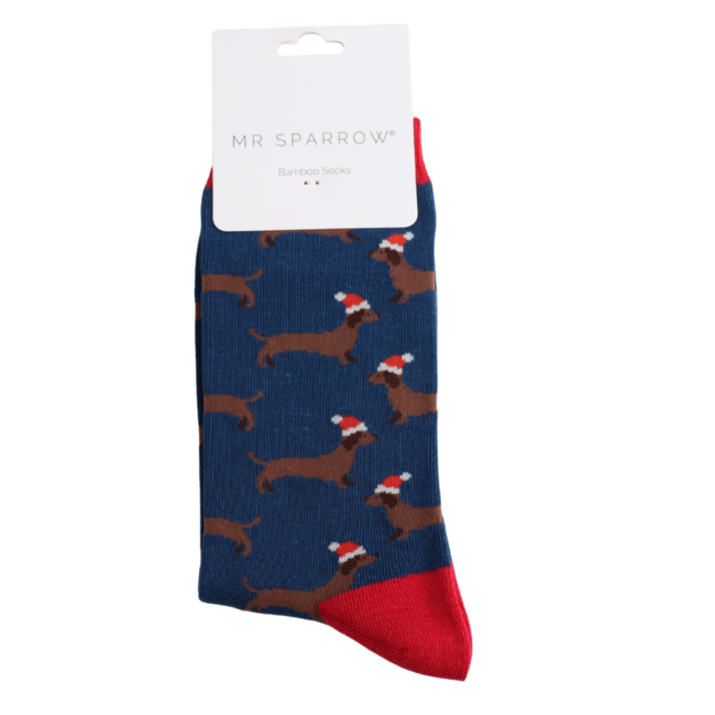 Männer-Socken Bamboo Sausage Dog Santa navy