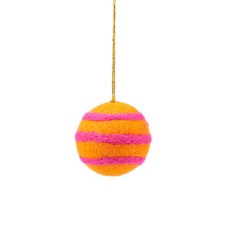 Sjaal met Verhaal Felt Christmas Hanger Bal Streep Oranje Kitschmas