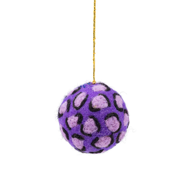 Felt Christmas Hanger Bal Panter paars