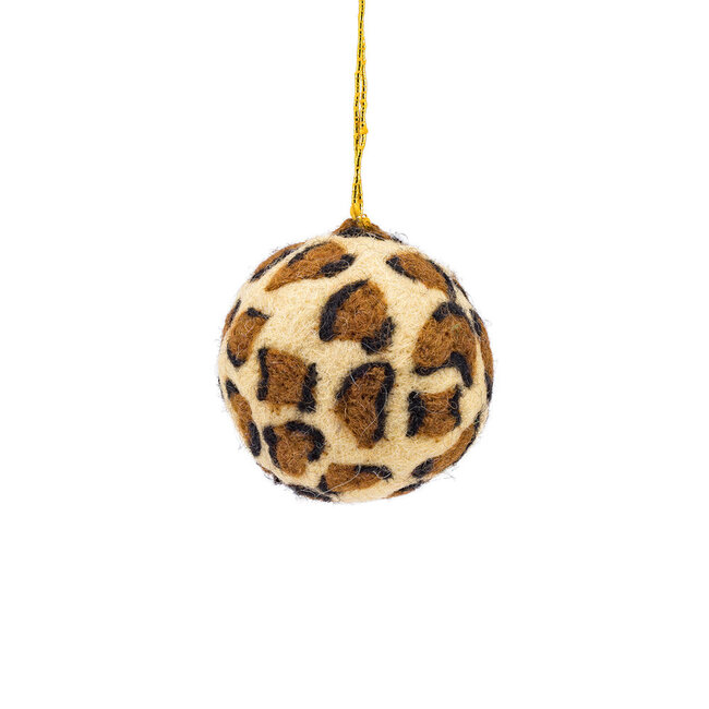 Felt Christmas Hanger Bal Panter beige