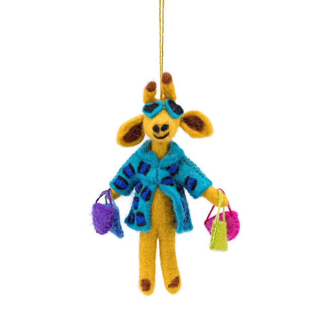 Filz Weihnachtshänger Giraffe Shopaholic turquoise