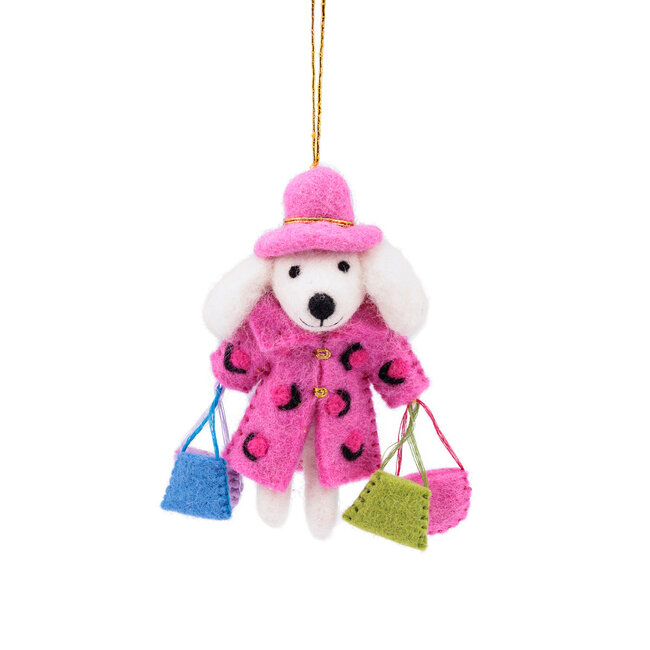 Felt Christmas Hanger Poedel Shopaholic roze