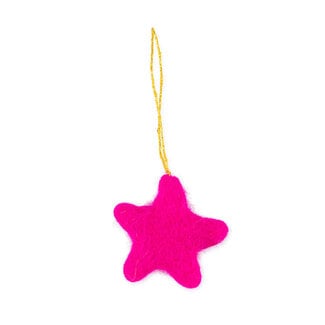 Sjaal met Verhaal Felt Christmas Hanger Ster Kitschmas fuchsia