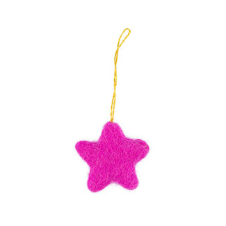 Sjaal met Verhaal Felt Christmas Hanger Ster Kitschmas roze