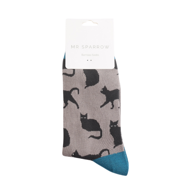 Mens Socks Bamboo Cute Cats grey