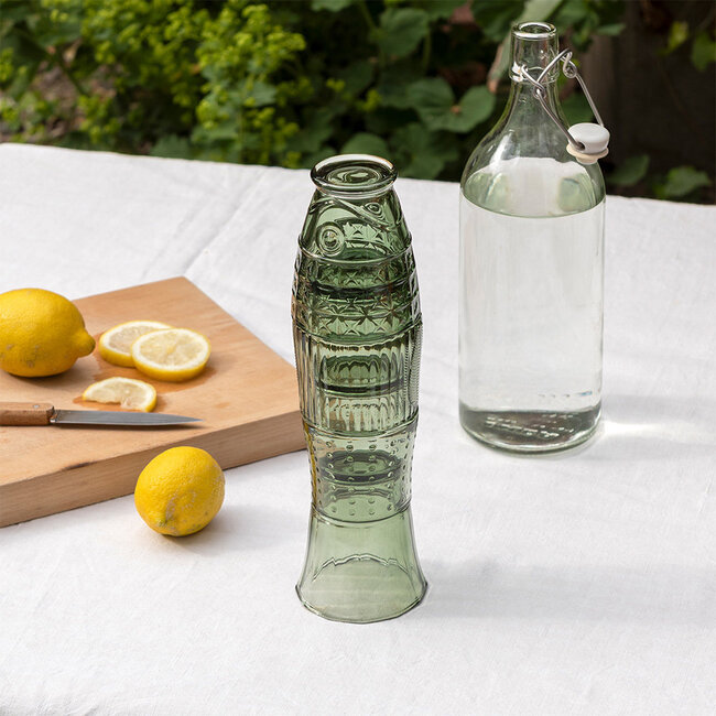 Stapelbare Glasbecher Fisch Grün (4-er Set)