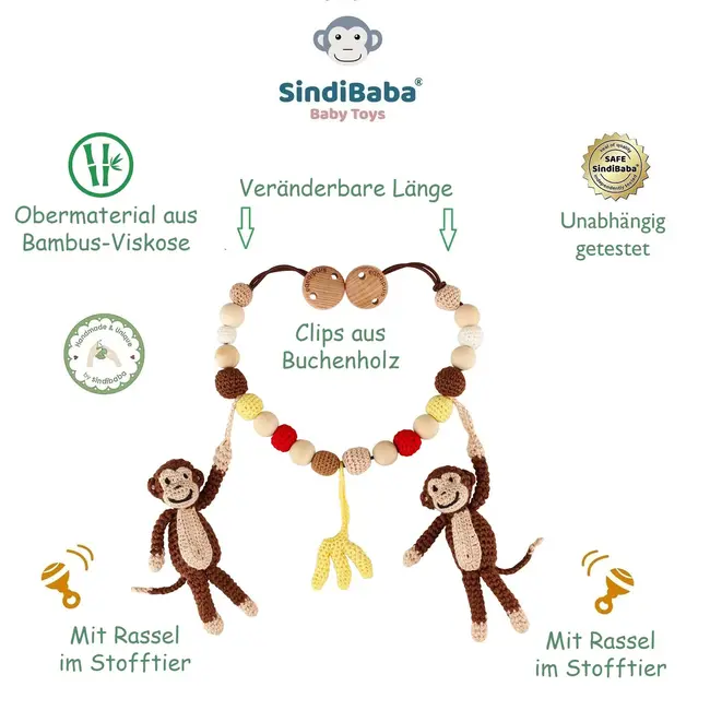 Kinderwagenkette Affe Charlie (BIO)