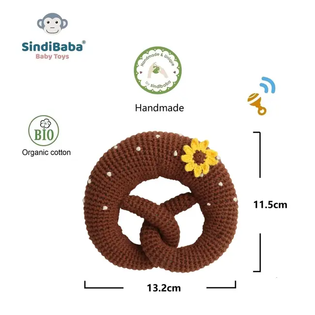 Baby-Rassel Brezel Sonnenblume (BIO)