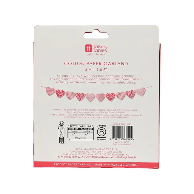 Recycled Cotton Paper Heart Garland