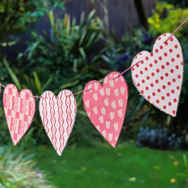 Recycled Cotton Paper Heart Garland