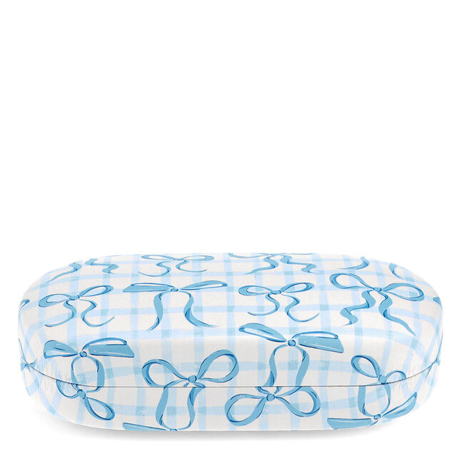 Glasses Case Blue Bows Large