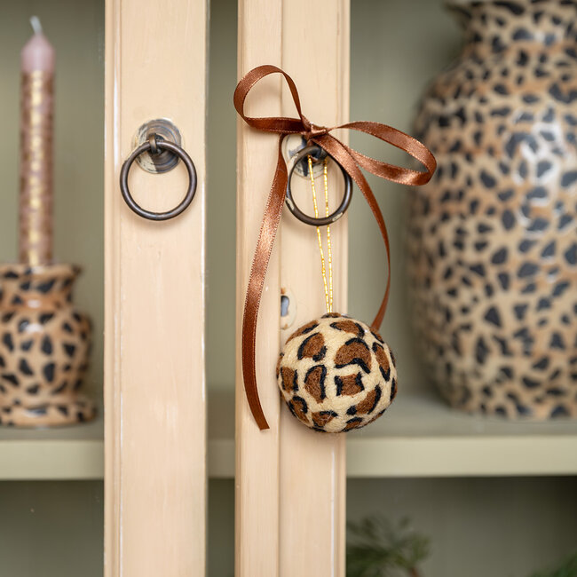 Felt Christmas Hanger Bal Panter beige