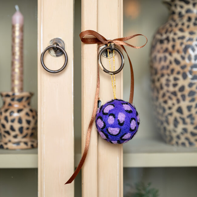 Felt Christmas Hanger Bal Panter paars