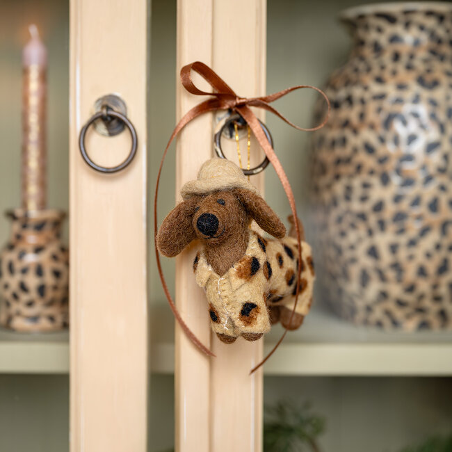 Felt Christmas Hanger Teckel Panter beige