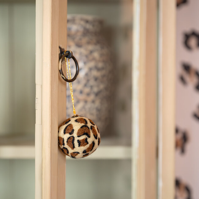 Felt Christmas Hanger Bal Panter beige