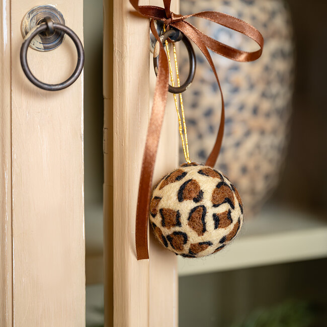 Felt Christmas Hanger Bal Panter beige