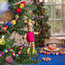 Sjaal met Verhaal Felt Christmas Hanger Giraffe Rollerskates fuchsia
