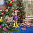 Sjaal met Verhaal Filz Weihnachtshänger Giraffe Rollerskates paars