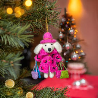 Sjaal met Verhaal Felt Christmas Hanger Poedel Shopaholic roze