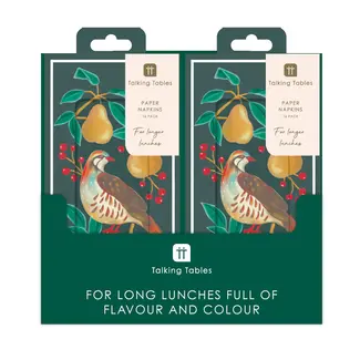 Talking Tables Paper Napkins Long Partridge 16-Pack