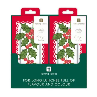 Talking Tables Paper Napkins Long Holly 16-Pack