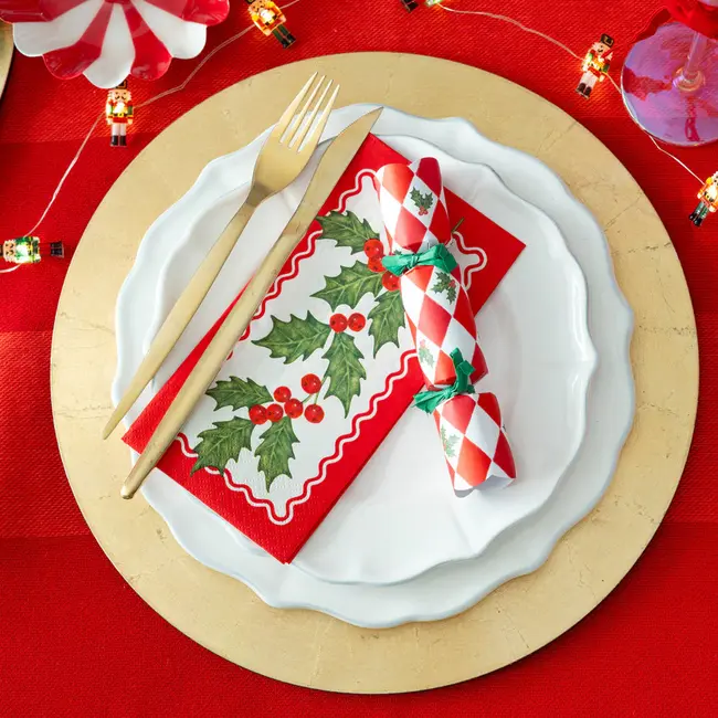 Paper Napkins Long Holly 16-Pack