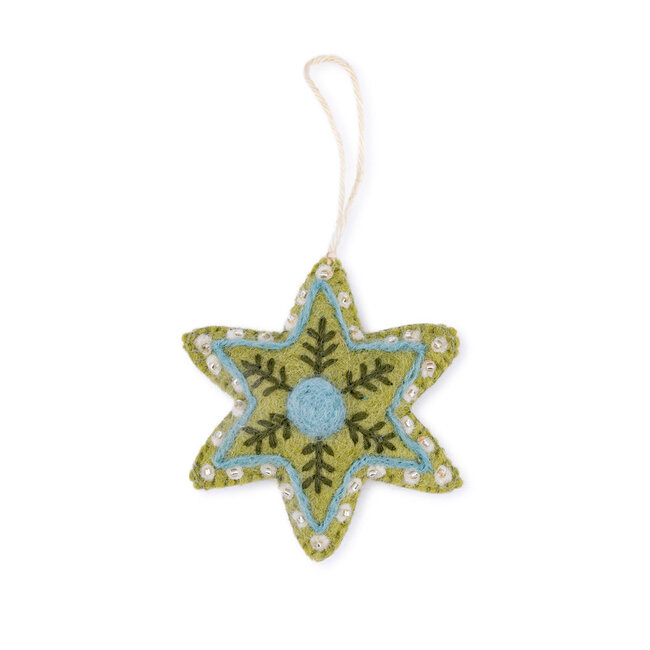Felt Christmas Hanger Ster Embroidery lichtgroen