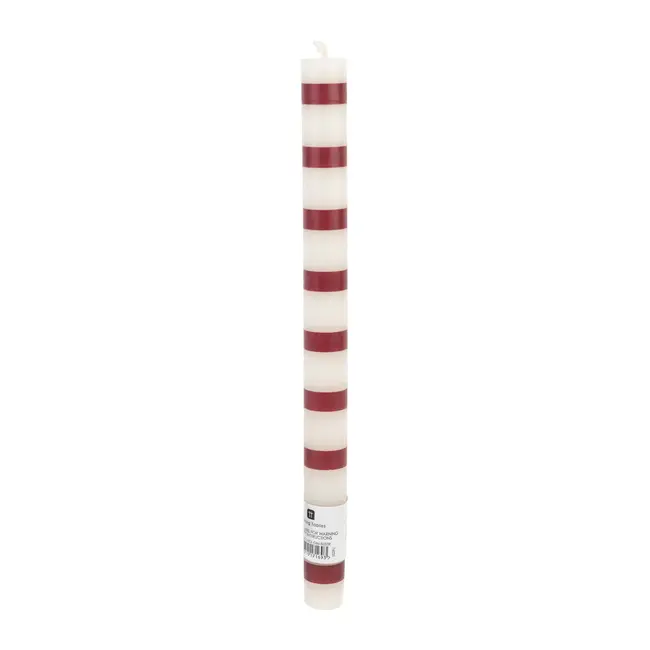 Dinner Candles Stripe burgundy/white in Display