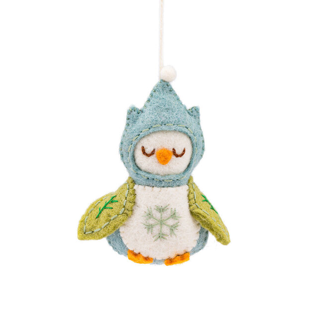 Filz Weihnachtshänger Uil ijsblauw