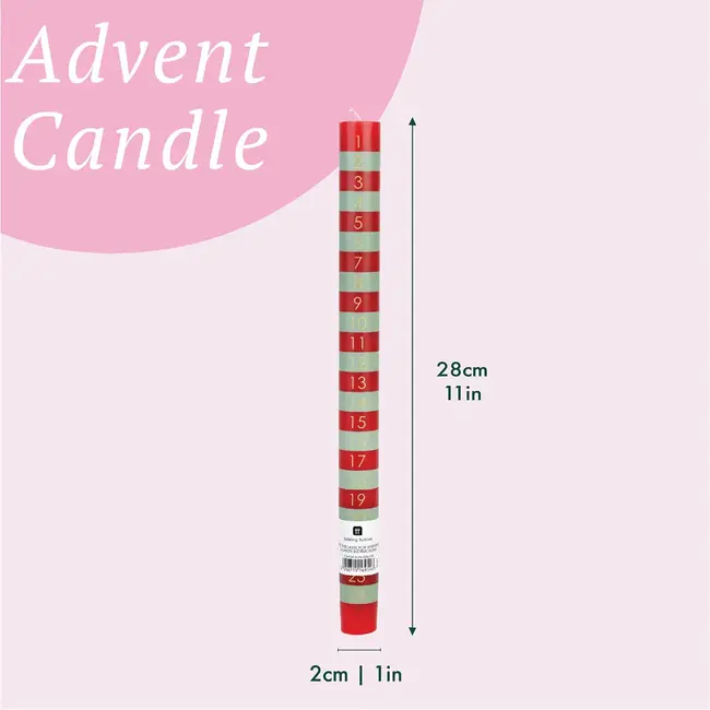 Dinner Candles Advent Stripe green/red in Display