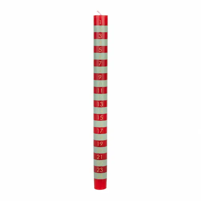 Dinner Kerzen Advent Stripe green/red in Display