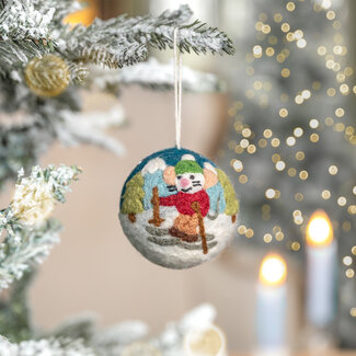 Sjaal met Verhaal Felt Christmas Hanger Bal Muis Skiër