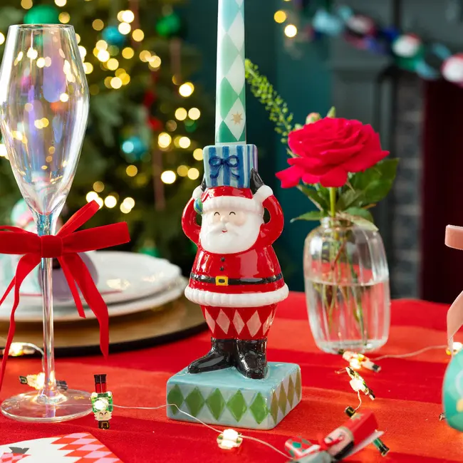 Candleholder Ceramic Santa