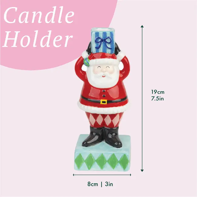 Candleholder Ceramic Santa