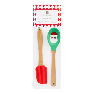 Talking Tables Silicone-Wood Kitchen Utensils Santa Set of 2