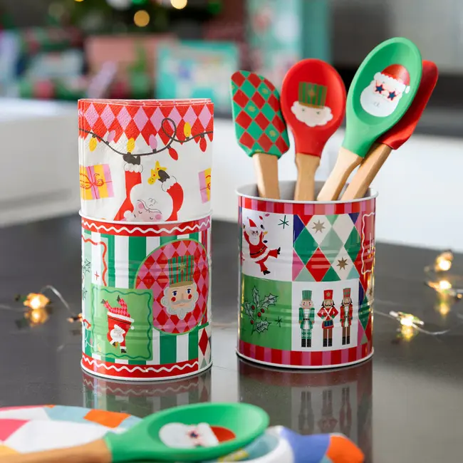 Silicone-Wood Kitchen Utensils Santa Set of 2