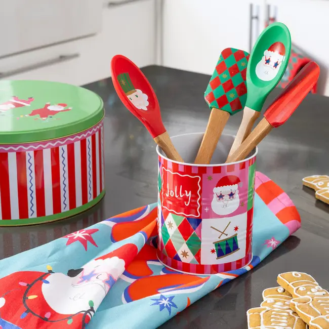 Silicone-Wood Kitchen Utensils Santa Set of 2