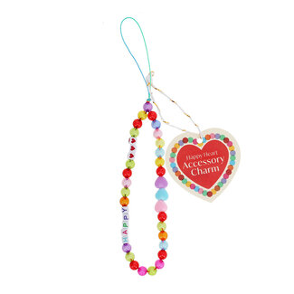 Rex London Beaded Phone Strap Happy Heart