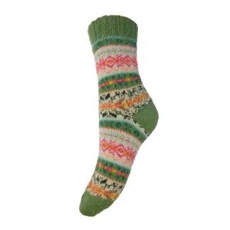 Gemjar Socks Woolmix Patterned green, fawn & pink